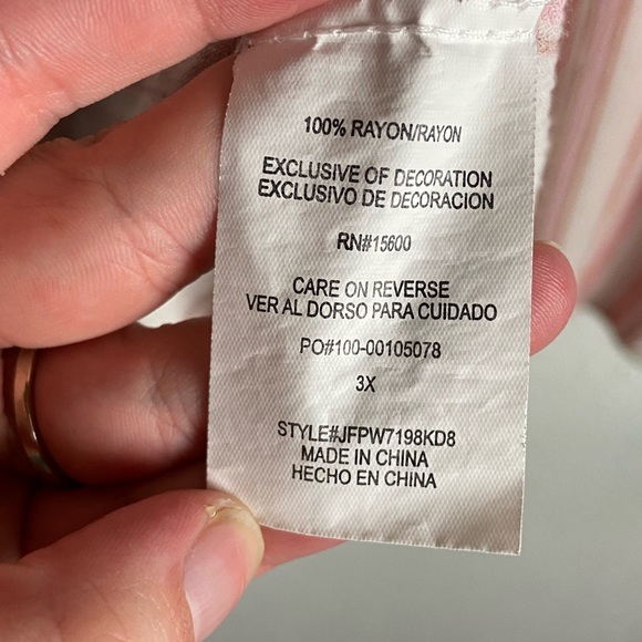 Mason & Belle Size 3x Blouse Embroidered Bohemian Striped Pink Button Down Cream - Picture 4 of 7